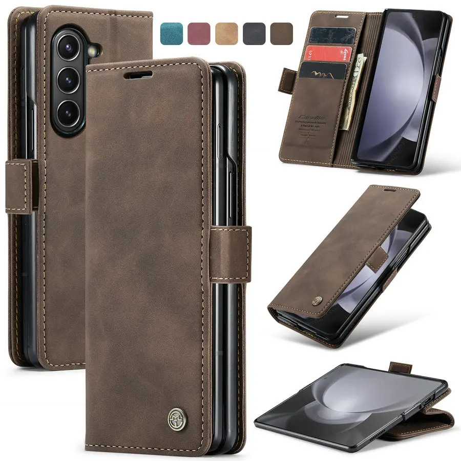caseme for samsung galaxy z fold 5 case retro magnetic practical luxury leather flip cover for samsung z fold 5 4 3 wallet case