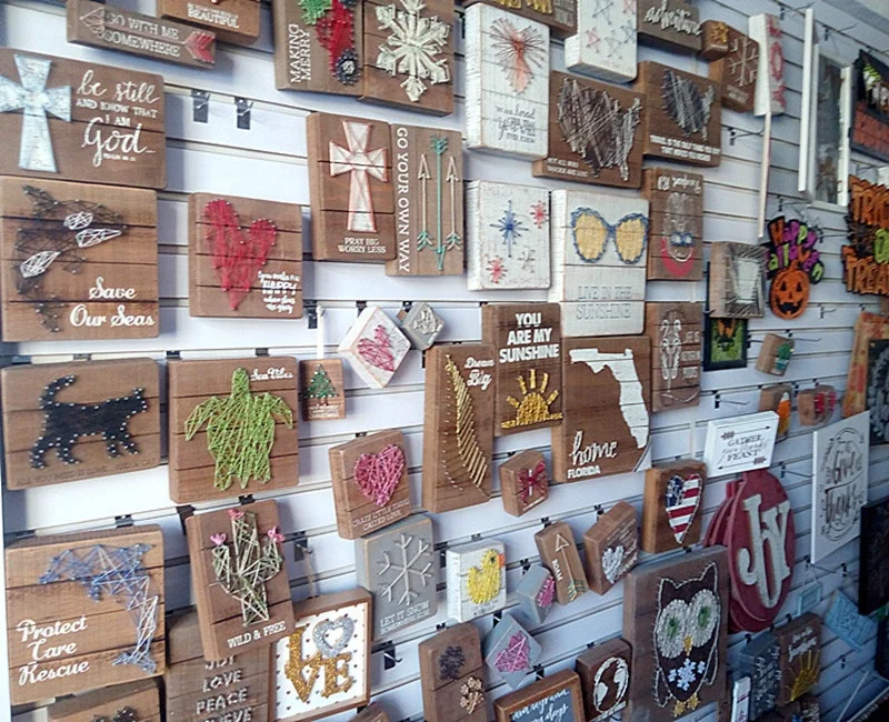 Shadow Box With String Art Wood Craft Wall Art Wooden Decor Led Frame