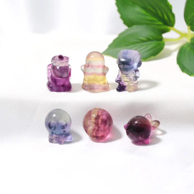 

Wholesale Mini Natural Rainbow Fluorite Healing Stone Crystal Mini Carving For Decoration