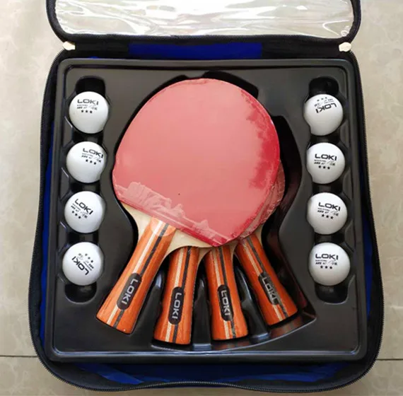 

LOKI Wholesale professional wood 4 player table tennis racket ping pong racket set, Customized