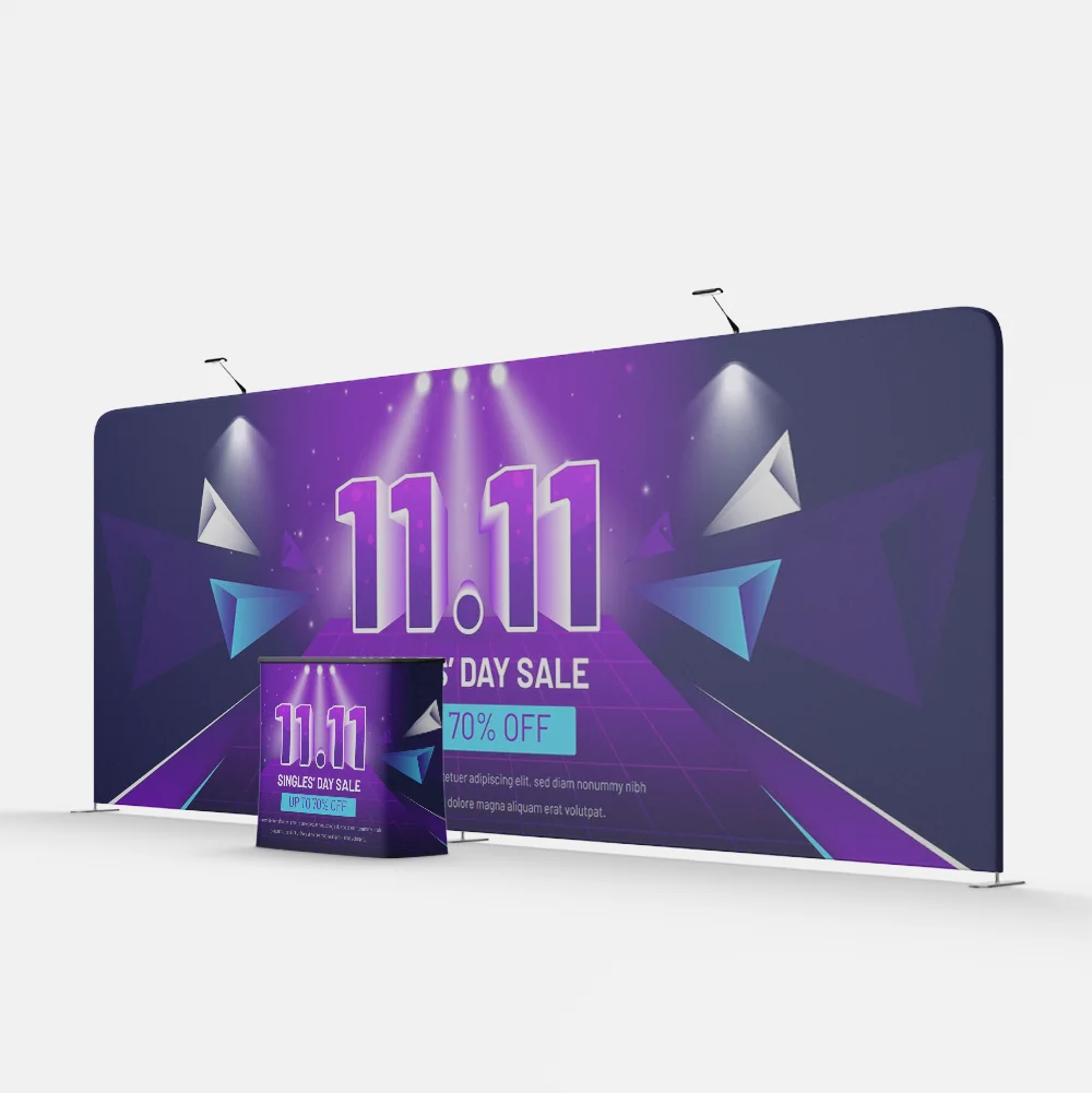 Custom Full Color Printing 8ft 10ft 20ft Tension Fabric Backdrop Stand Display for Commercial Events