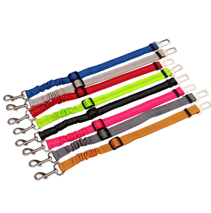 

Manufacturer Wholesale Multicolor Removable Adjustable Multi-colors Pet Dog Seat Belt Elastic Nylon Dog Belt, Black,blue,red