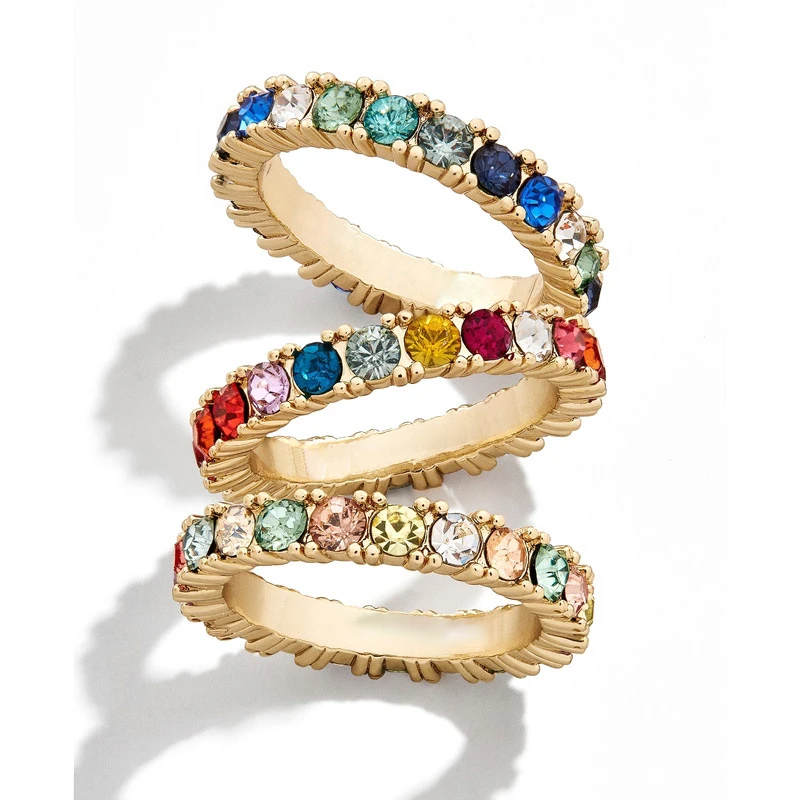 

Real 18k Gold Plated Sparkling Colorful Crystal Finger Rainbow Cubic Zirconia Ring,Cubic Zirconia Engagement Rings, 3 color