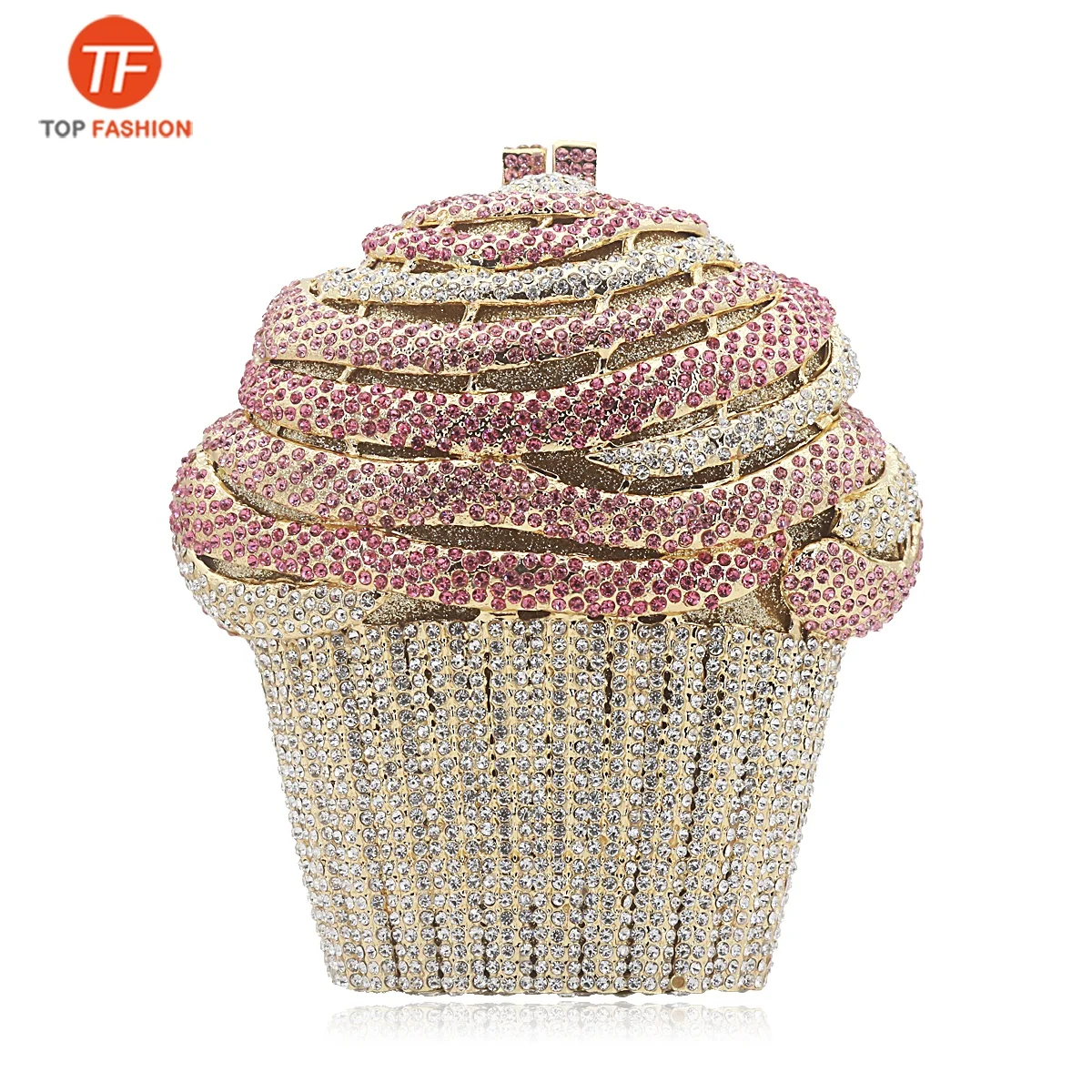 

Factory Wholesales Luxury Cupcake Ice Cream Crystal Clutch Purses Bridal Wedding Party Purses, ( accept customized )