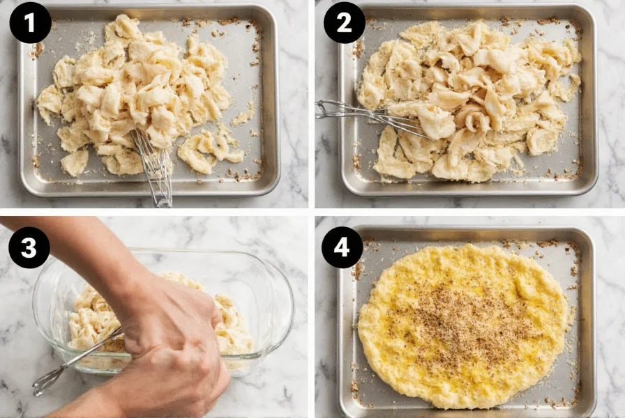 Step-by-step calamari preparation showing drying and flour dusting