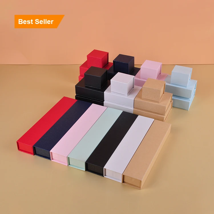 

Luxury drawer gift paper cardboard custom logo printed velvet bracelet earring necklace ring packaging jewelry box