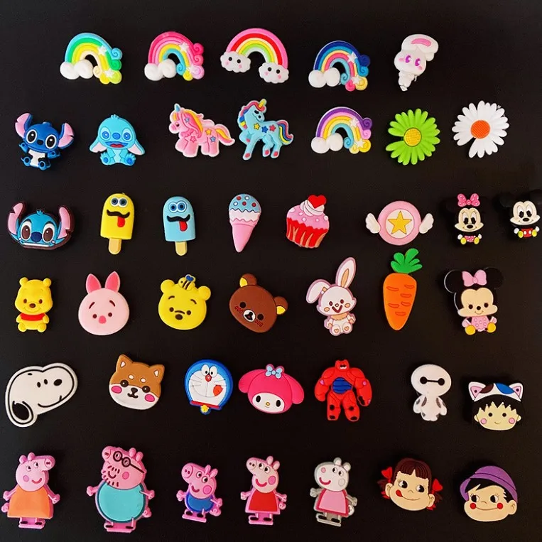 

Super cute wholesale price shoe decoration rubber rainbow clog charms, Customized