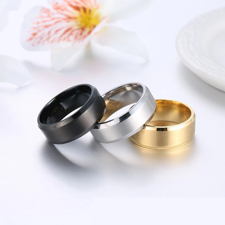 

OUYE 2021 Fashion gold stainless steel gold rings Wholesale jewelry balck belly mens rings stainless steel ring for men, Colorful