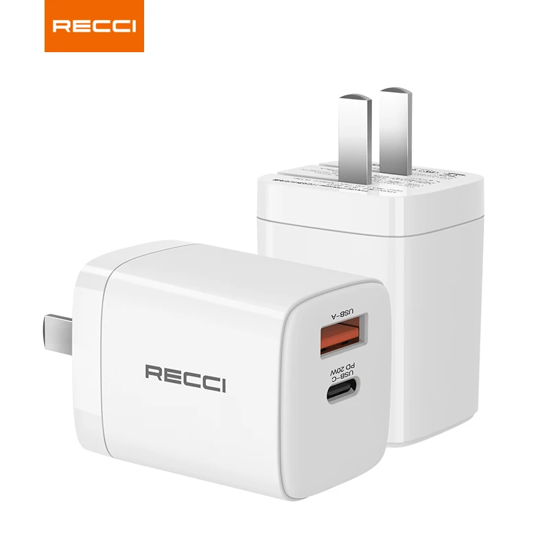 

Recci Approved CCC 20W PD 3.0 Electric QC 3.0 Wall Charger Adapter Mobile Phone Charger