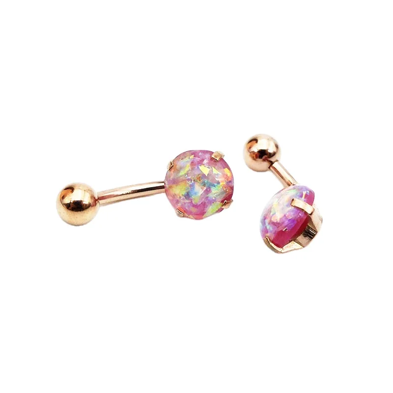 

Double Inlaid with Opal Balls Body Piercing Jewelry Belly Ring, Gold,steel,black,rose gold...