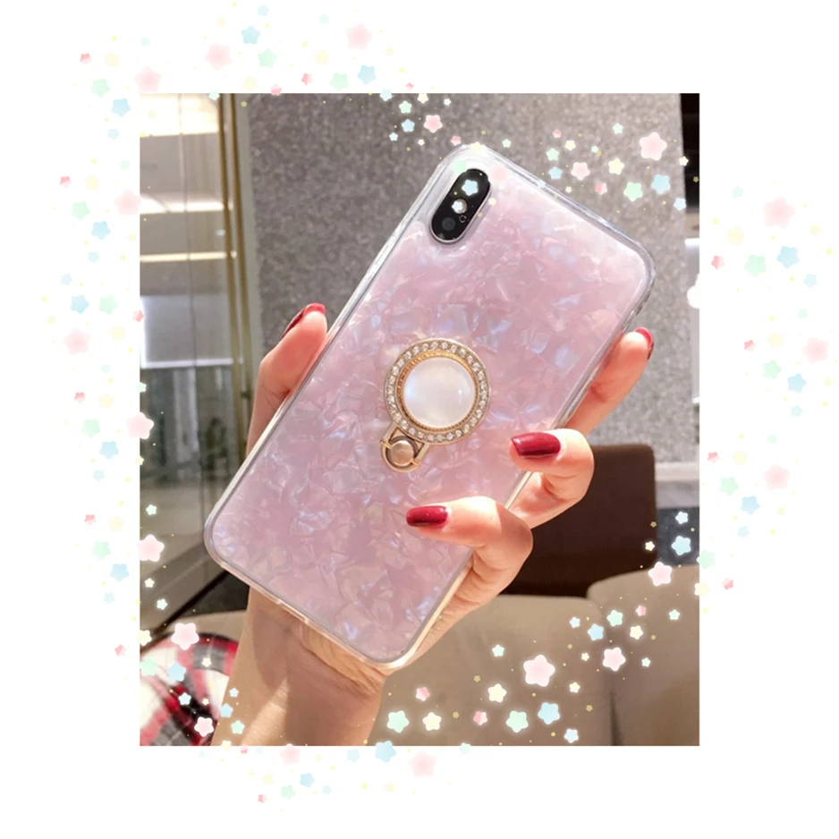 

hot sale epoxy rose gold pink marble phone case for iphone case with finger ring holder, Multi colors