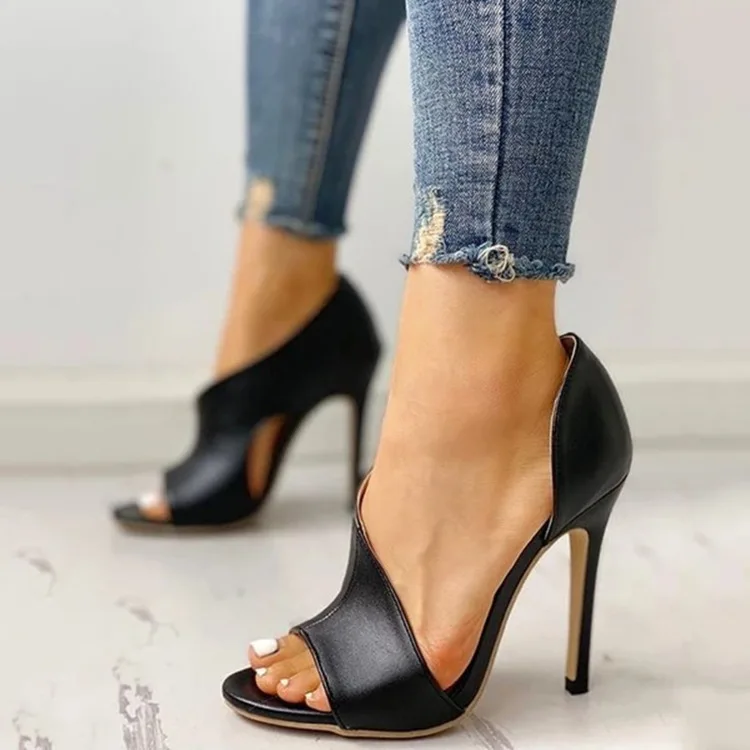 

Elegant lady snakeskin print stiletto high heel women shoes peep toe female ankle pumps slip on cutout summer girl sandal