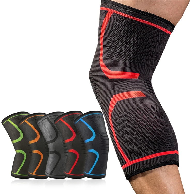 

High-quality Elastic Support Compression Knitted Nylon Basketball Running Knee Brace, Black,red,blue,orange,green