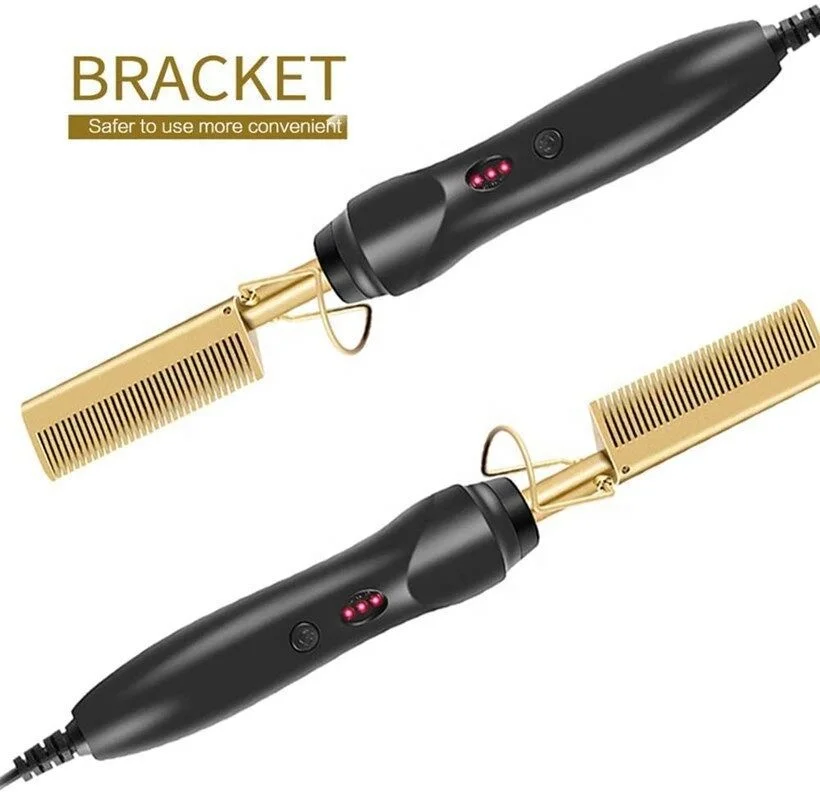 

Hot Sell Electric Hair Straightener Mini Portable Custom Logo Salon Antistatic Tail Metal Hot Comb