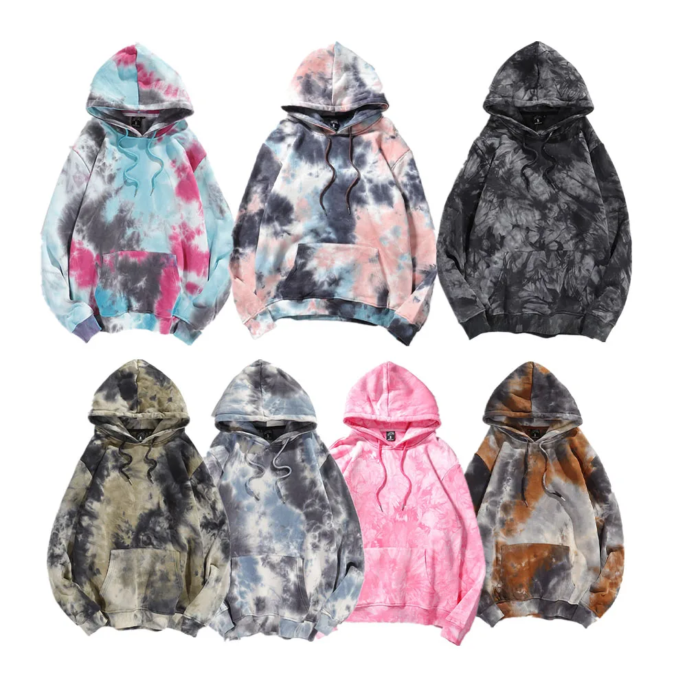 

Wholesale custom logo high quality neutral oversize pullover Tie-dye hoodie sweatshirts 100% cotton mens hoodies, Color