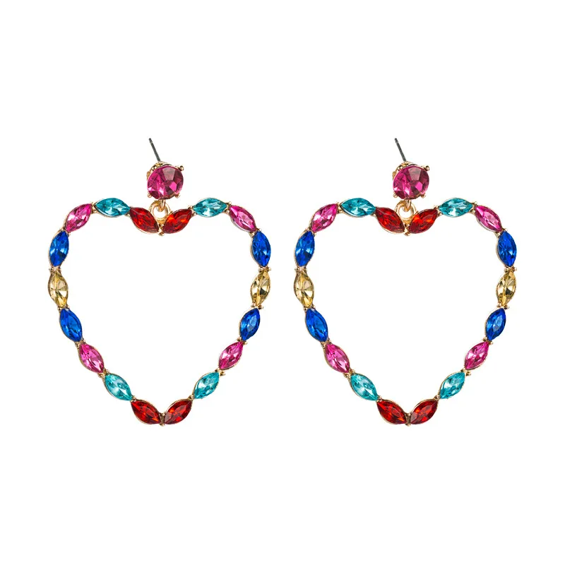 

2021 Sailing Jewelry Heart Shaped Earrings Crystal Rhinestone Heart Shaped Earrings Heart Shaped Glass Diamond Hoop Earrings