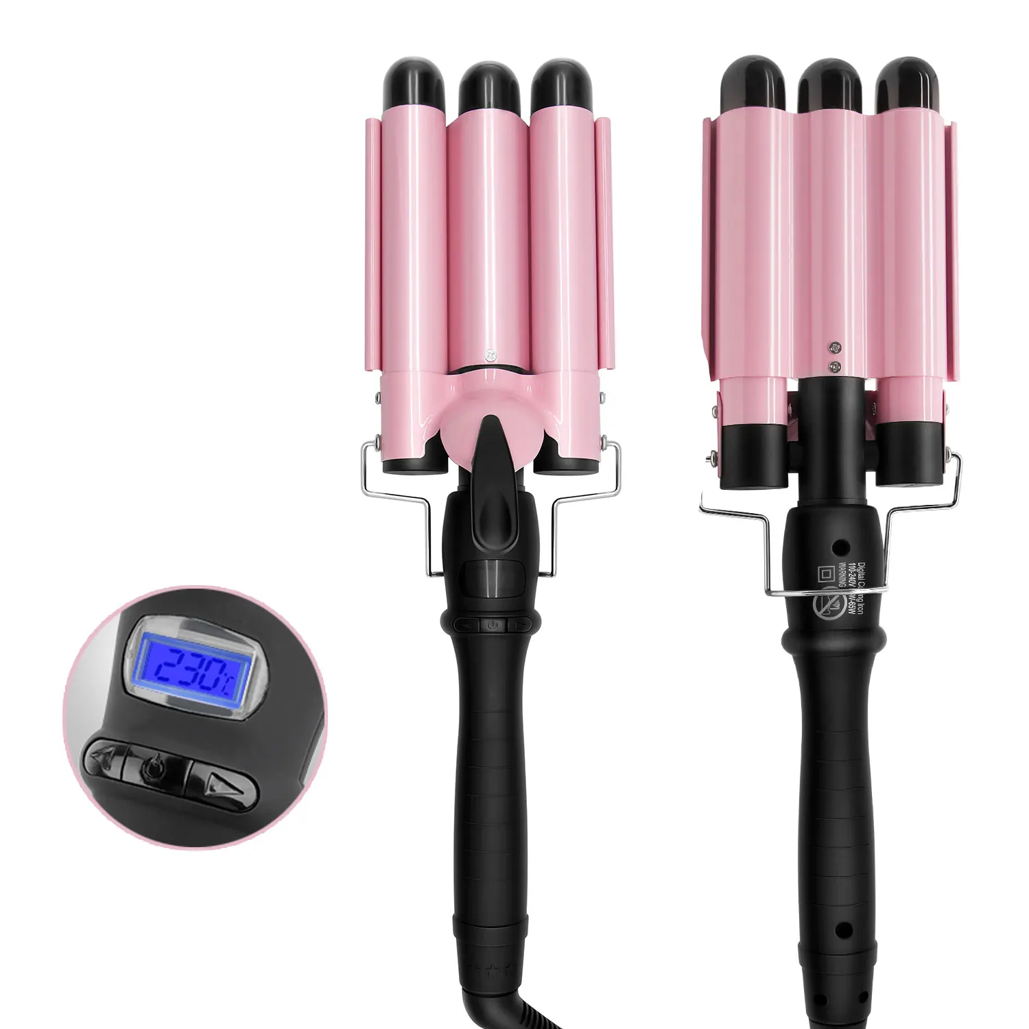 

curling iron and curling wand set hair waver hair crimper wavers waver hair 3 2020, Pink