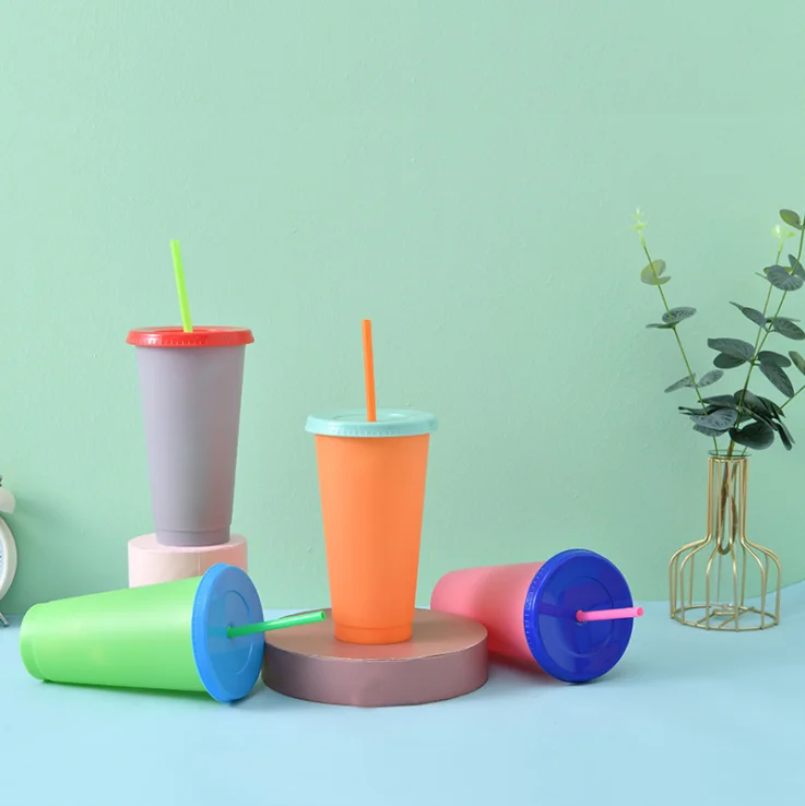 

Amazon hot seller mug plastic color changing tumbler plastic tumbler cup with straw, Many colors for choosing