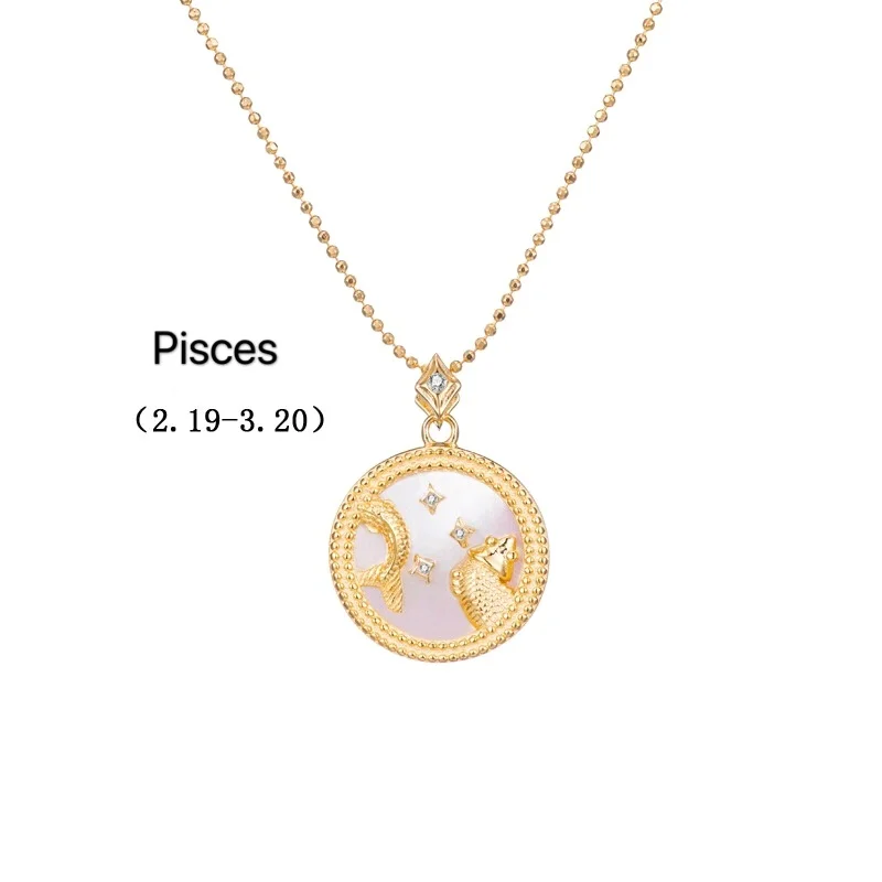 

Wholesale 925 Sterling Silver 12 Constel lation necklace Gold Coin Pendant Necklace for Women