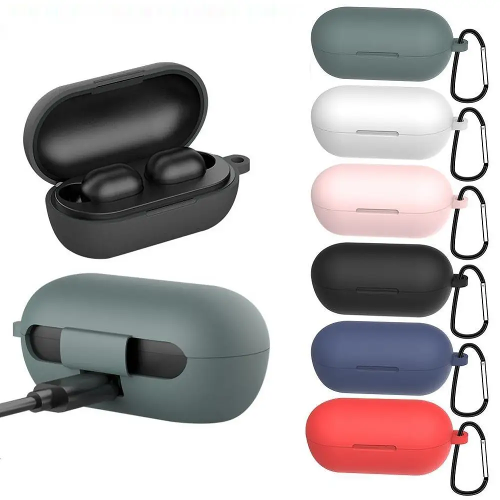 

XINGE For Haylou GT1 Case,High Quality Silicone Protective Earphone Case Cover with Keychain For Haylou GT1 Pro, Black,red,pink,green,blue,white