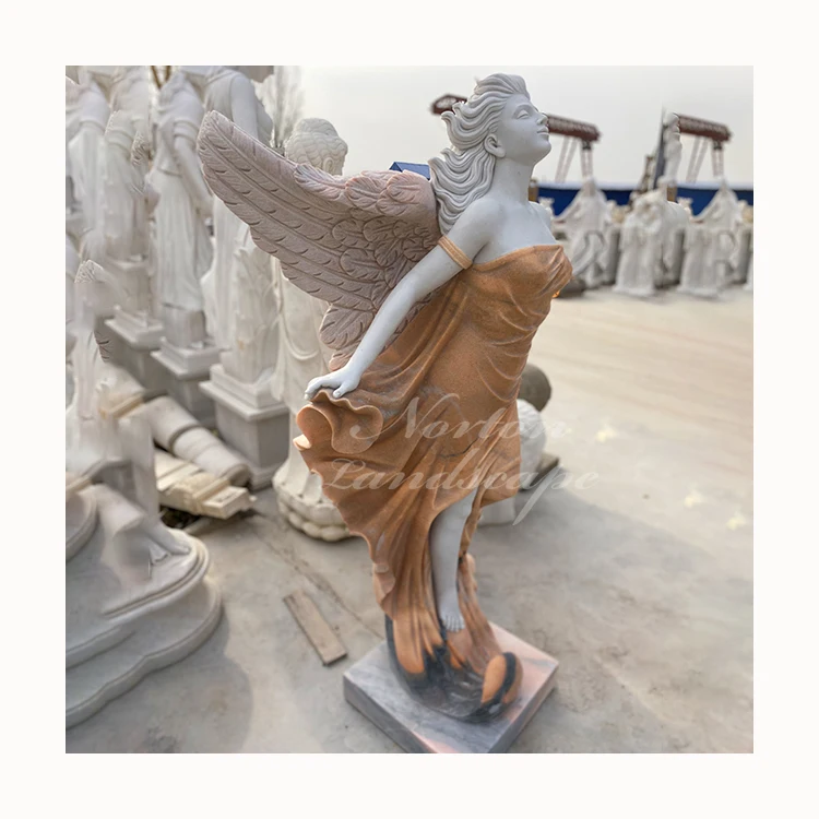 Custom Large Colored Stone Marble Angel Art Statues Sculpture For