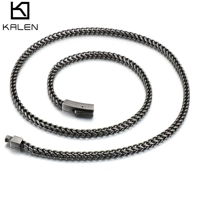 

KALEN Stainless Steel Cuban Chain Black Streetwear Necklace For Men