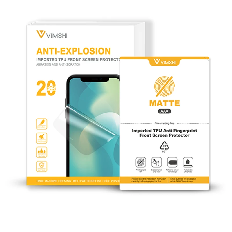 

VIMSHI Ultra Thin Matte Anti fingerprint 3D Full Body Cover Clear TPU Protective Film Hydrogel Screen Protector