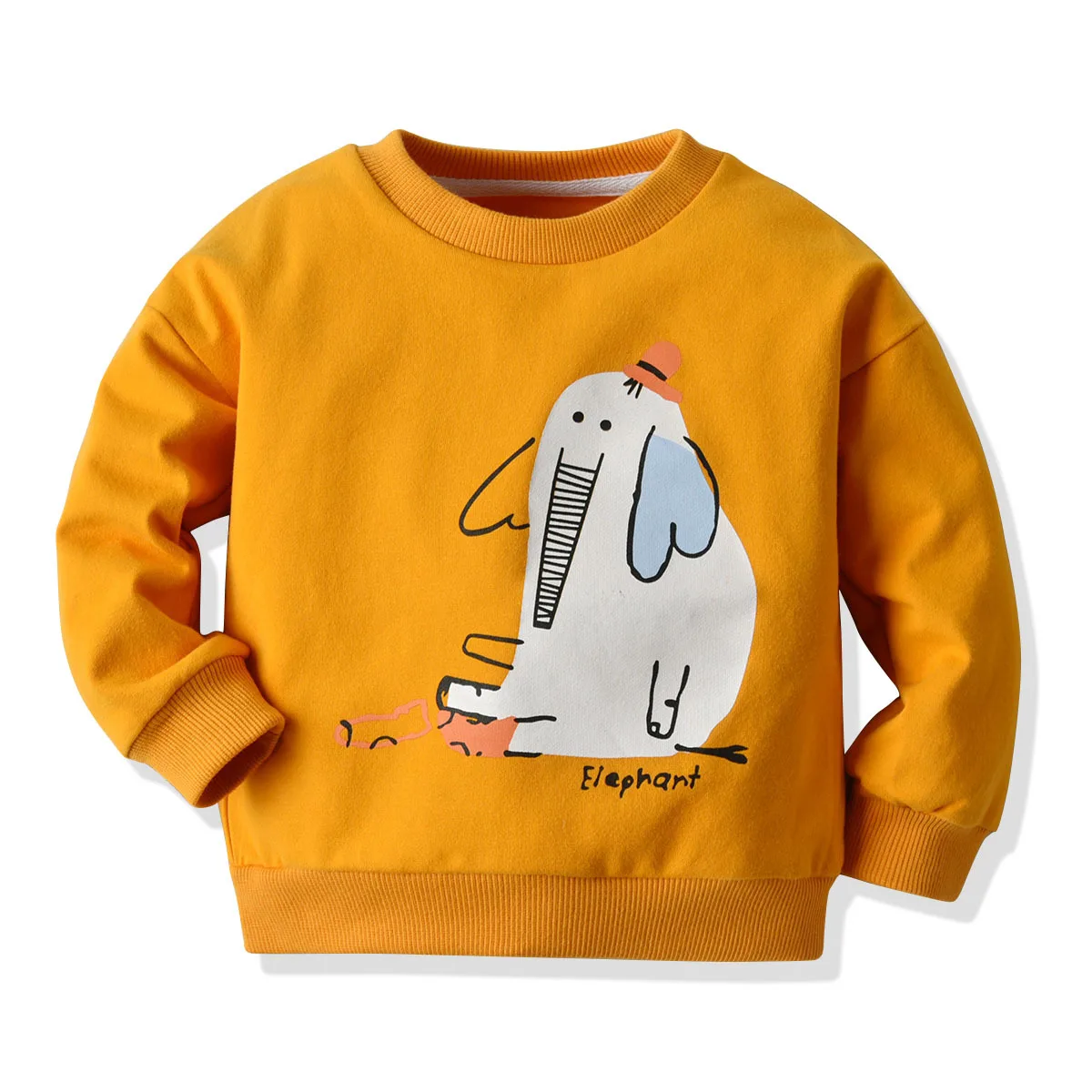 

Boys' elephant pattern long-sleeved T-shirt terry bottoming shirt multicolor sweater