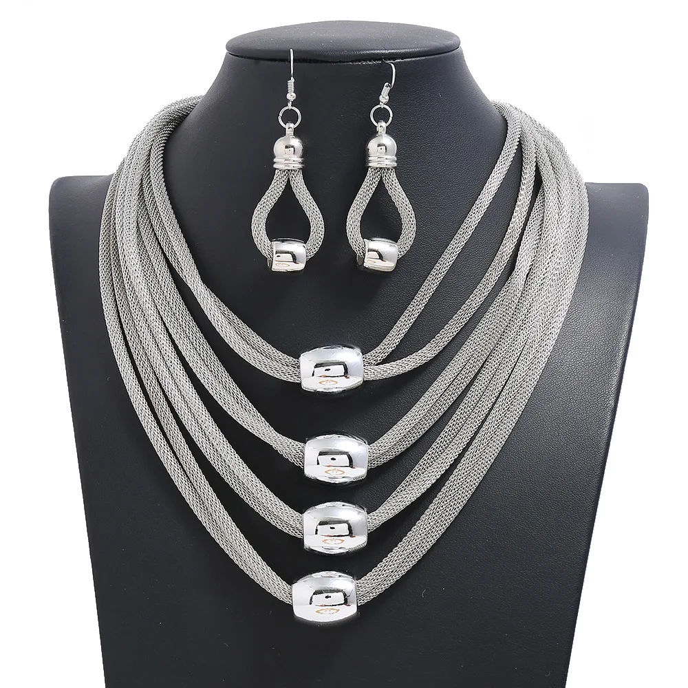 

Fashion multi layer chains jewelry set Women's necklace and earrings set Choker necklace jewelry set ZL068