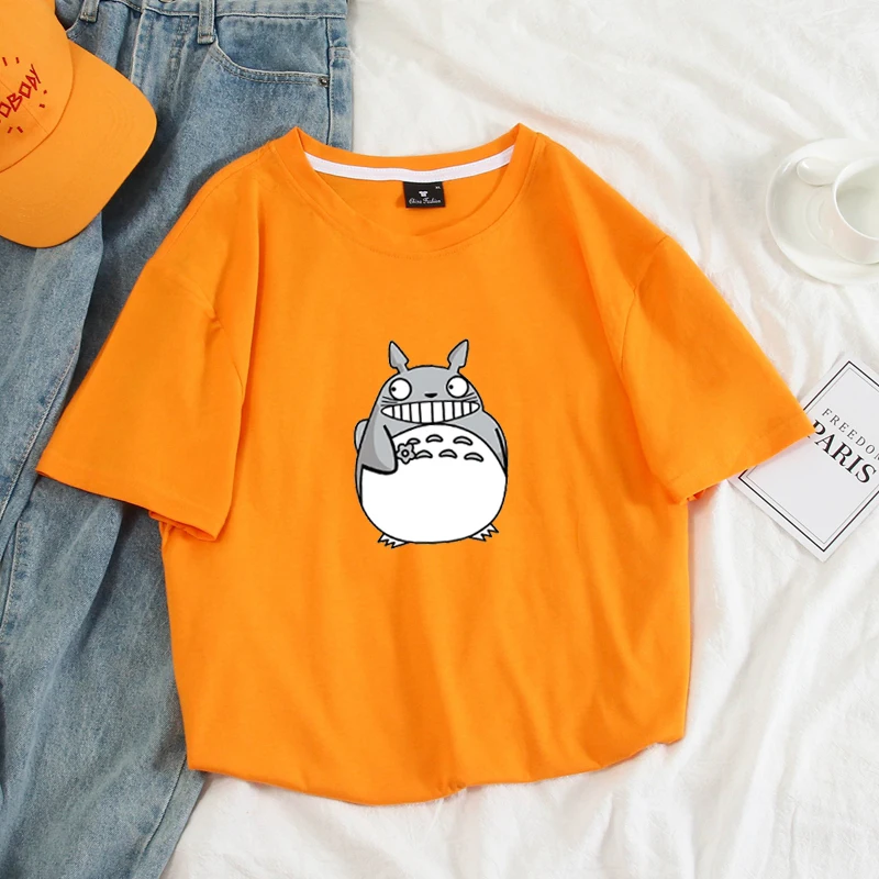 

New Brand Unisex T Shirt Summer Casual Harajuku Kawaii Funny Cartoon Totoro Print Cotton Tops Tee Short Sleeve T Shirt Men Women