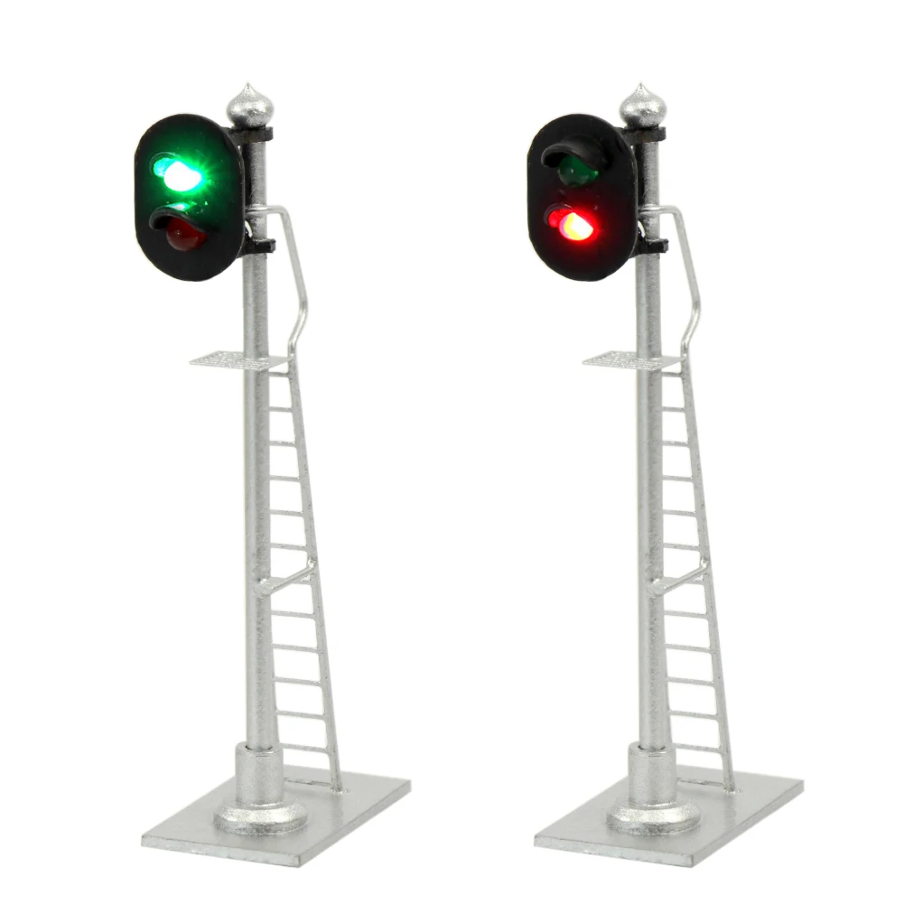 

JTD873GYR Model Train Railway Red/Yellow/Green Block Signal HO Scale 6.5cm Traffic Light Silver Post with Ladder