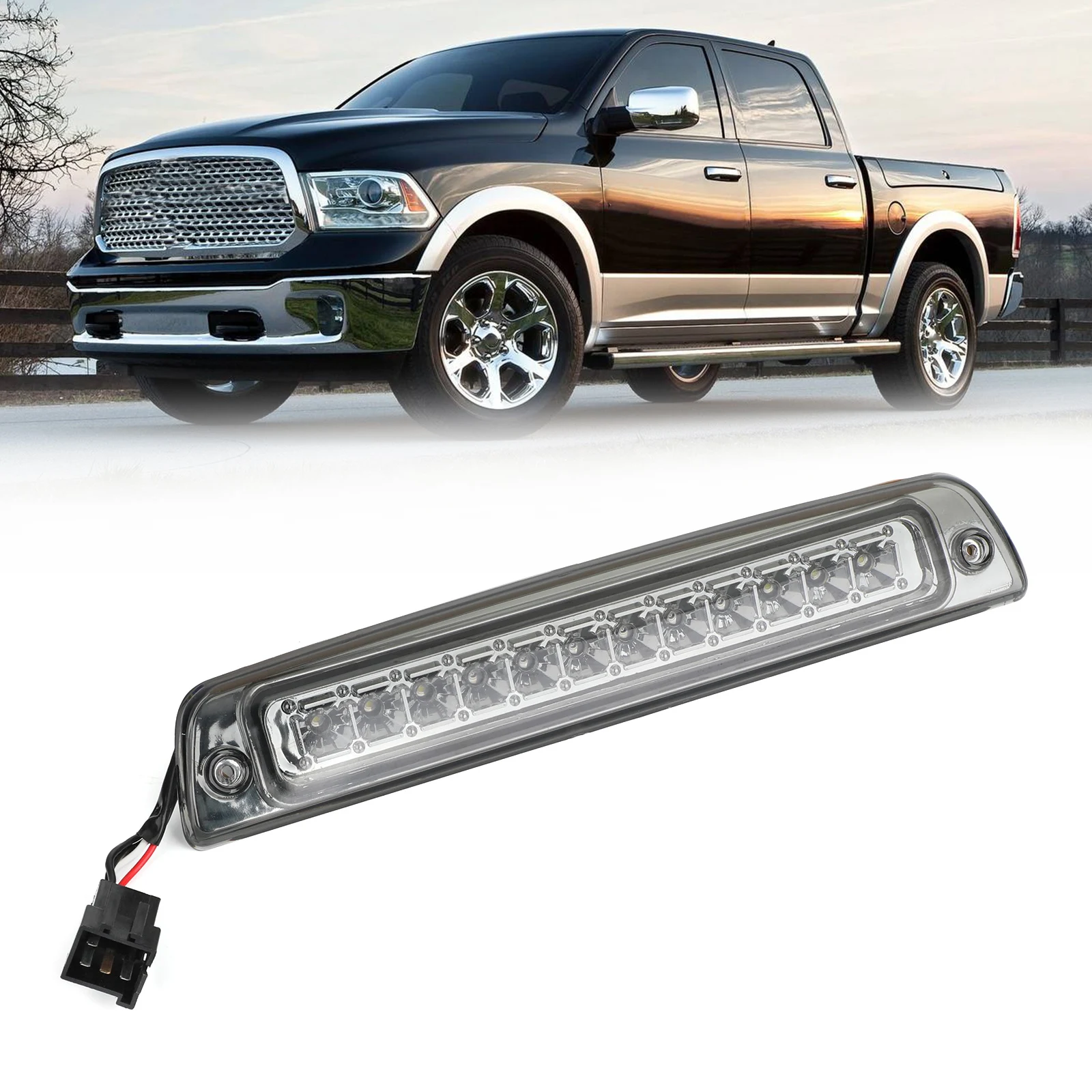 

Areyourshop Fits For Ram 1500/2500/3500 1994 95 96 97 98 99 00 2001 LED Third 3RD Tail Brake Light Stop Lamp Black, As shown in the picture