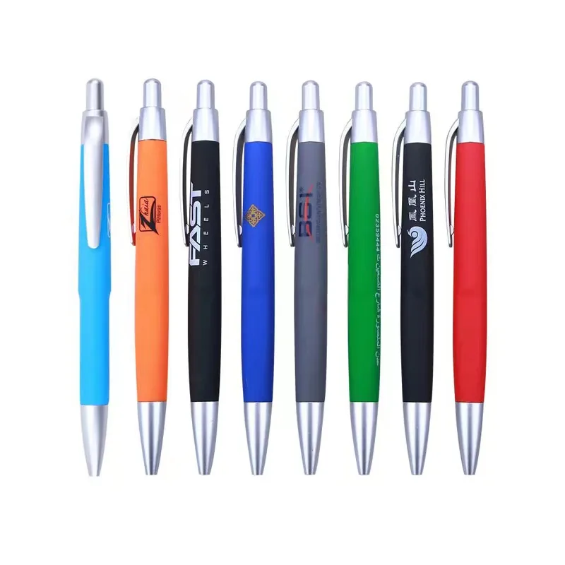 

2020 gift rubber finished plastic promotional pen with company logo for Corporate business free samples