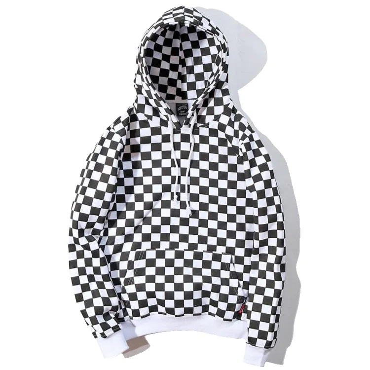 

Wholesale Trendy Pullover Checker Hoodies For Men, Black checker hoodie