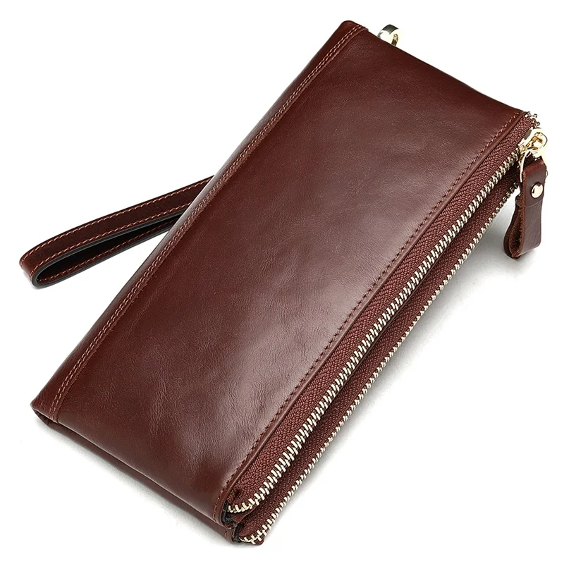 

drop shipping wholesale female genuine leather cowhide clutch bag women vintage long zipper wallet anti-theift card holder 9031, Black red