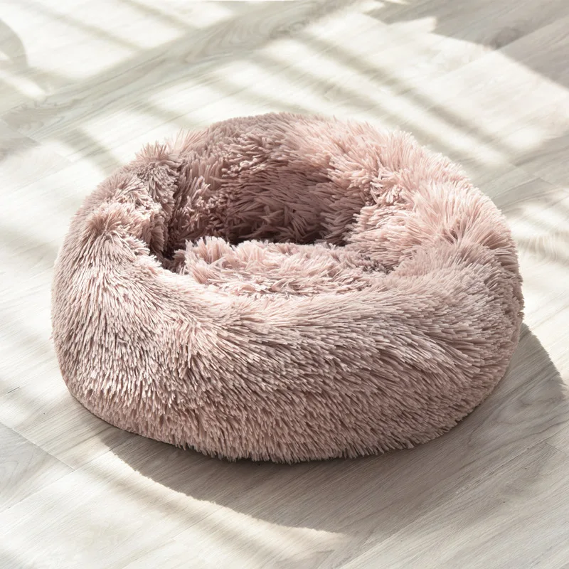 

Multiple Colors Comfortable Soft Plush Round Anti-Slip Faux Fur Fluffy Donut Pet Dog Cat Sleeping Cushion Bed