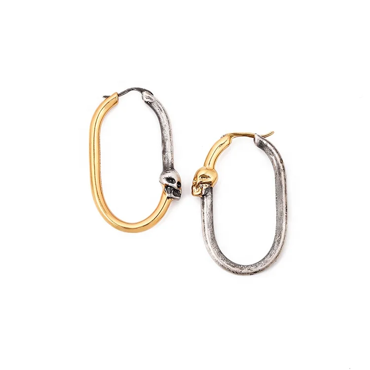 

Hoop Earrings Skull Designs Jewelry Model for Women Accessories Old Process Jewelry Gift Trendy Earrings, Gold,silver