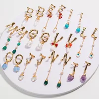 

2019 New design 26 alphabet letter earrings gold initial earrings for women