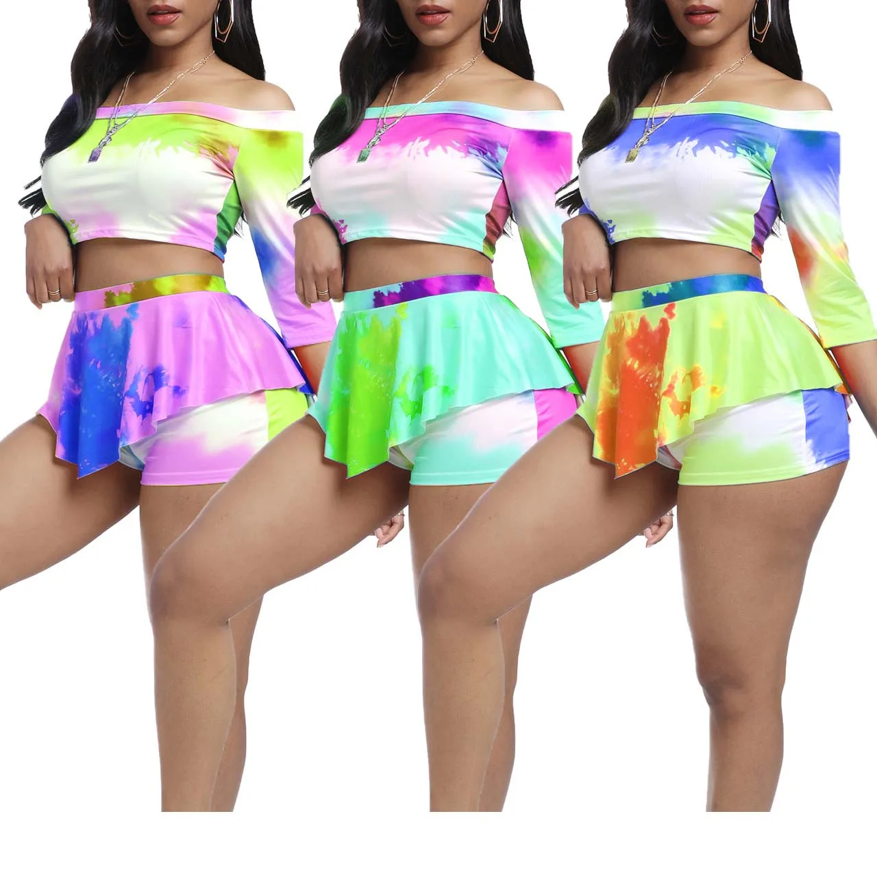 

FS1088D Fashion Women Tie Dye Clothing 2 Piece Set Outfits