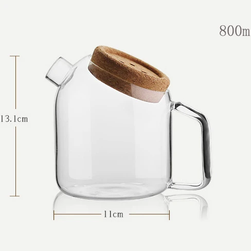 

800ML High Quality Glass Teapot New Design Simple Borosilicate Glass Tea Pot With Cork Lid