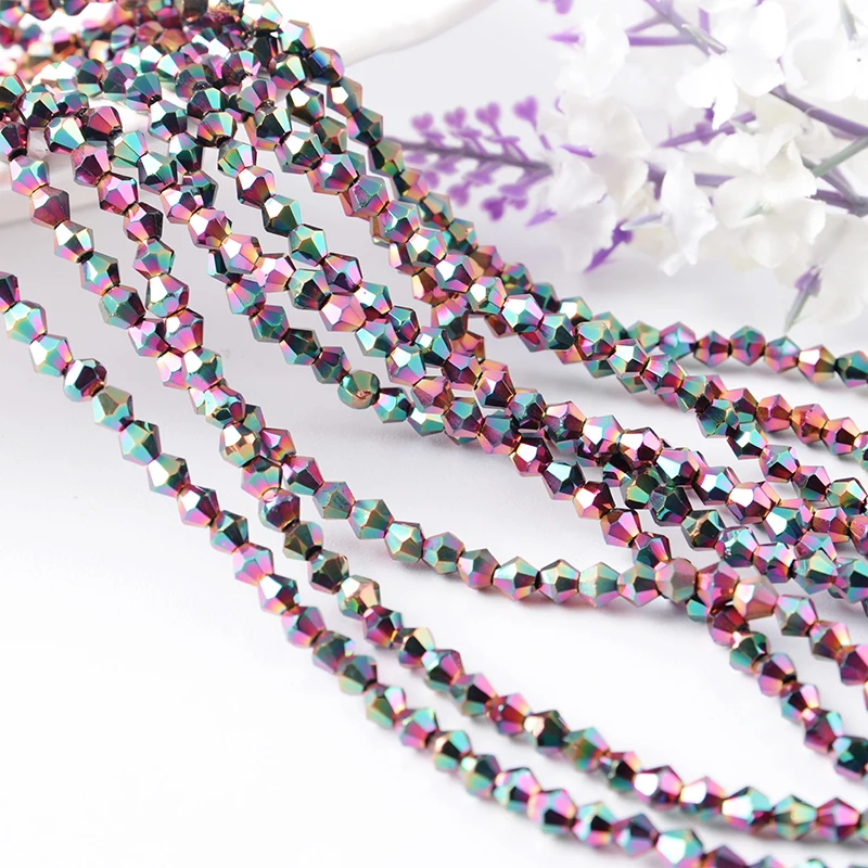 

AB colors Bicone Loose Spacer Beads Glass Crystal Faceted Rondelle Bead for Jewelry making, Please refer to colour card