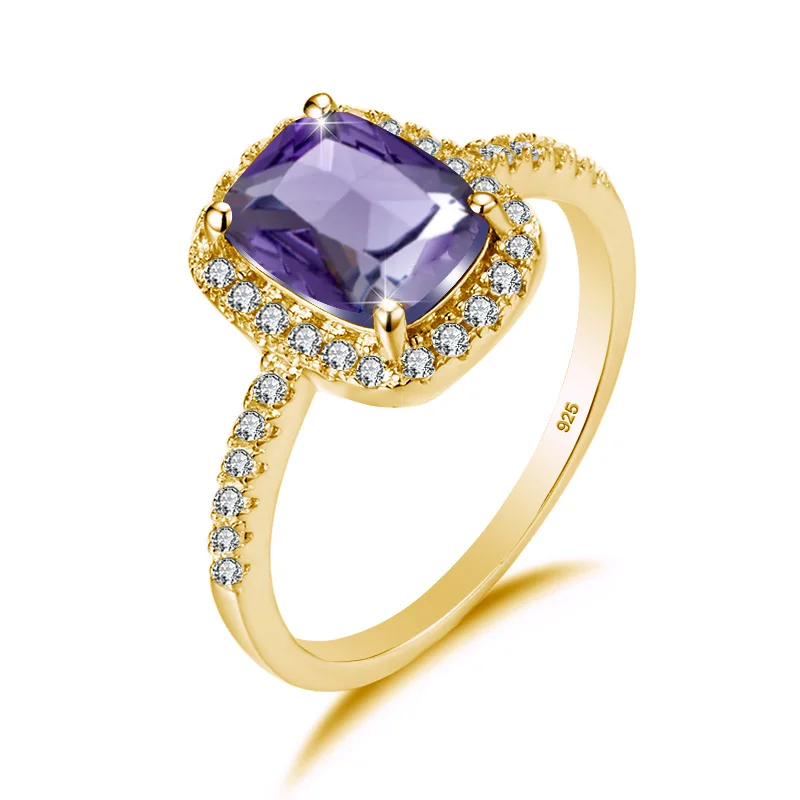 

Classic Design Real 925 Silver Engagement Zircon Amethyst rings for women female wedding jewelry gift