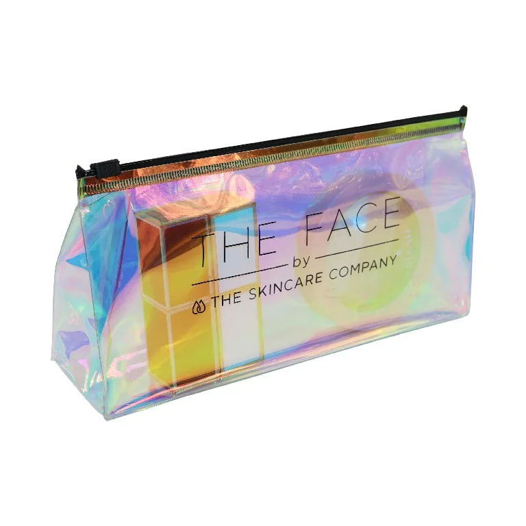 

custom ziplock holographic laser PVC women cosmetic makeup bag packaging zipper bags