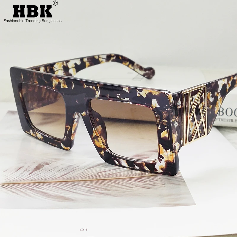 

HBK 2020 Oversized Square Sunglasses for Men Women Vintage Fashion Glasses Male Eyewear Floral Ladies Shades