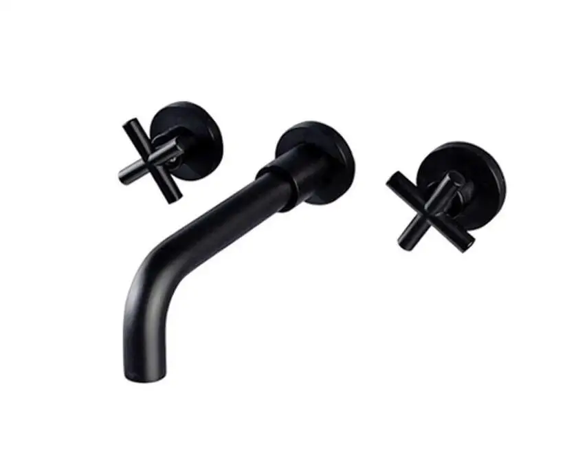 Black 2 Handles Sink Faucet Thermostatic Concealed Water Tap Mixer