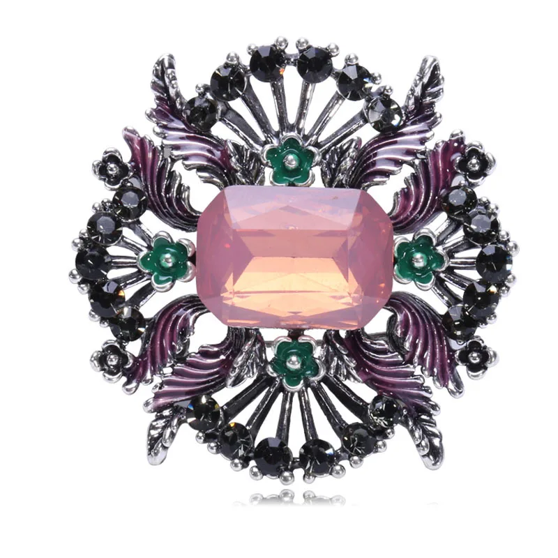 

Jachon Rare Vintage Alloy Shiny Big Rhinestone Hollowed-out Flower Shaped Women Brooch Pin, Picture