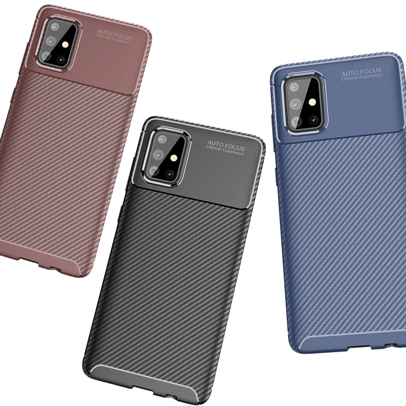 

Carbon Fiber Ultra Thin Shell Silicone TPU Soft Coque A71 5G A72 A52 A21s Shockproof Cover For Samsung Galaxy A71 4G Phone Case