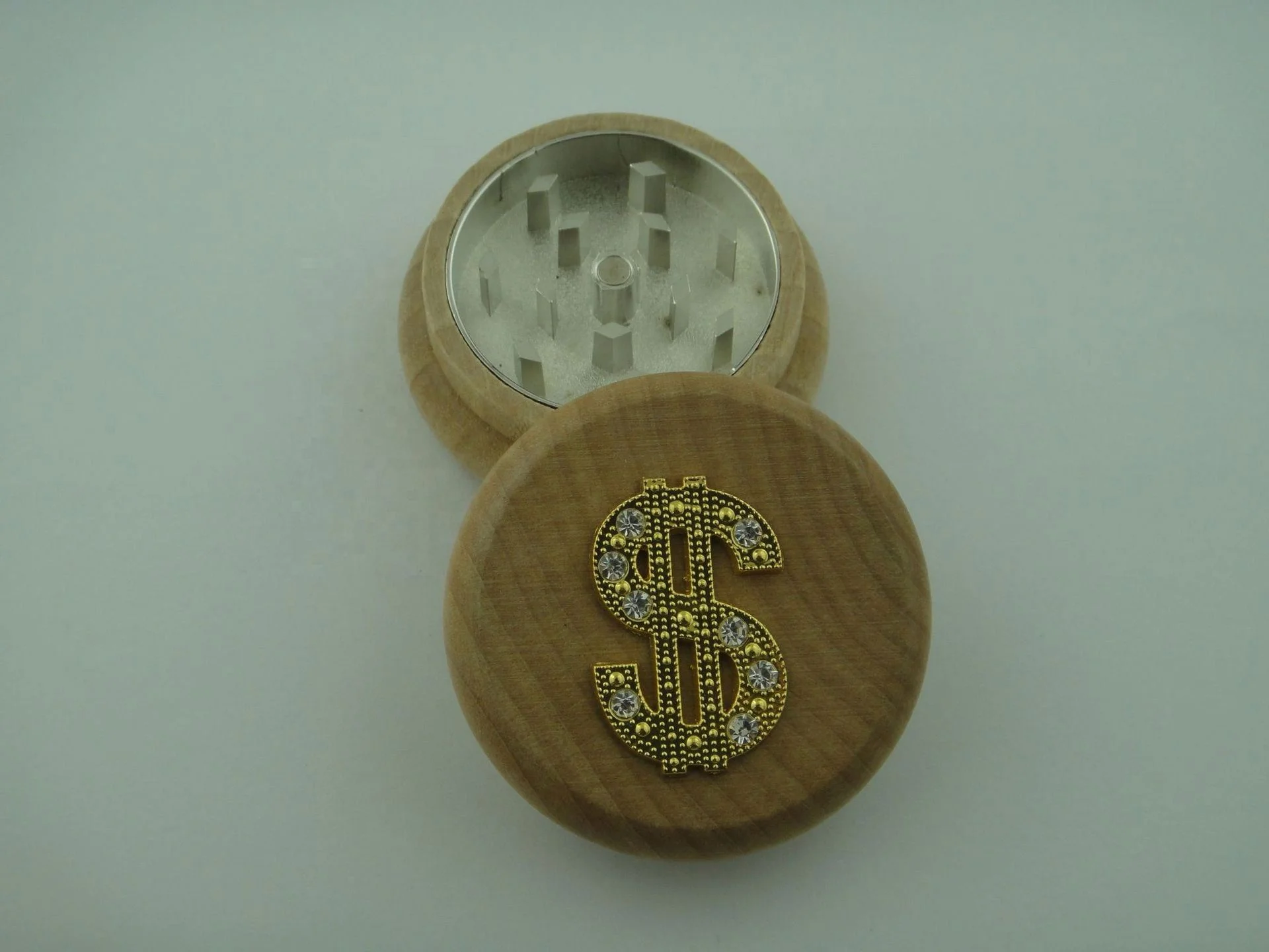 

Pattern Tobacco Grinder Diameter  Wood Zinc Alloy 2 Part Herb Grinder, Picture