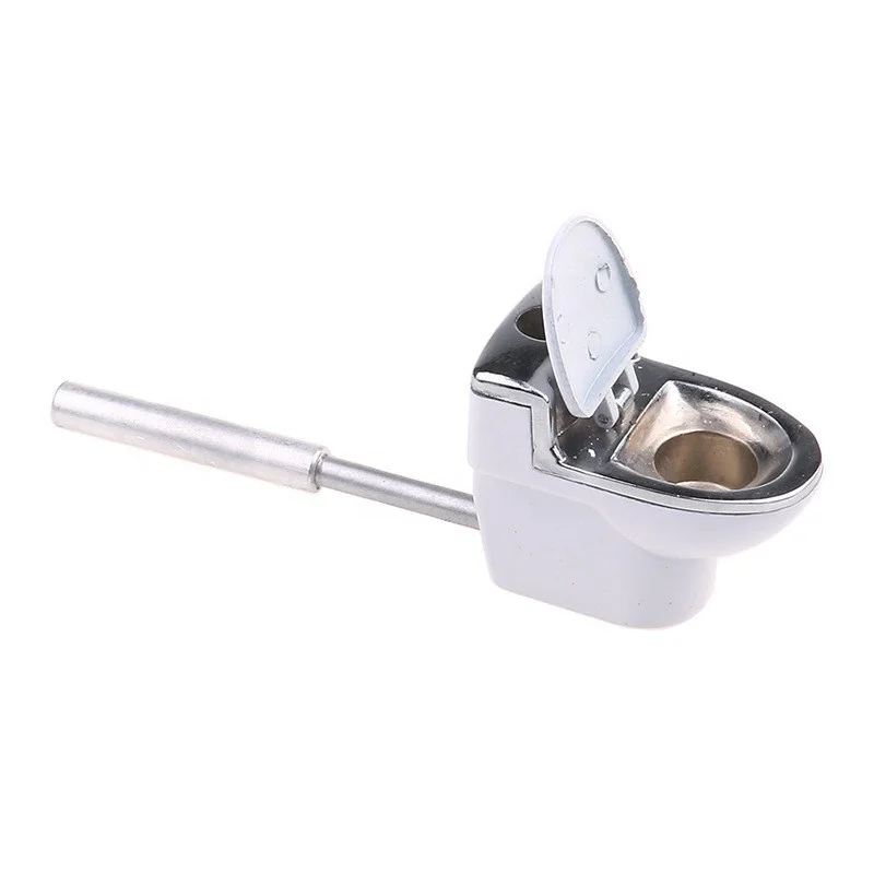 

Creative Mini Toilet Smoking Pipe Metal Pocket Small Tobacco Pipe, White