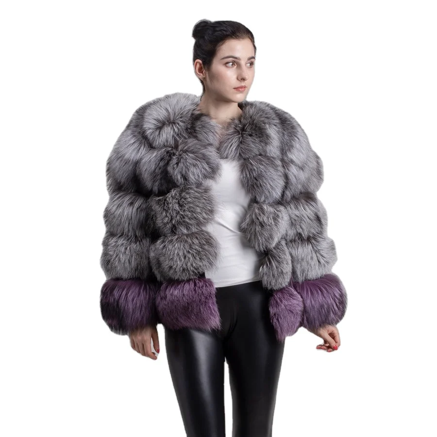 

QIUCHEN arrival free shipping plus size genuine women winter fluffy real fox fur coat wholesale QC1825